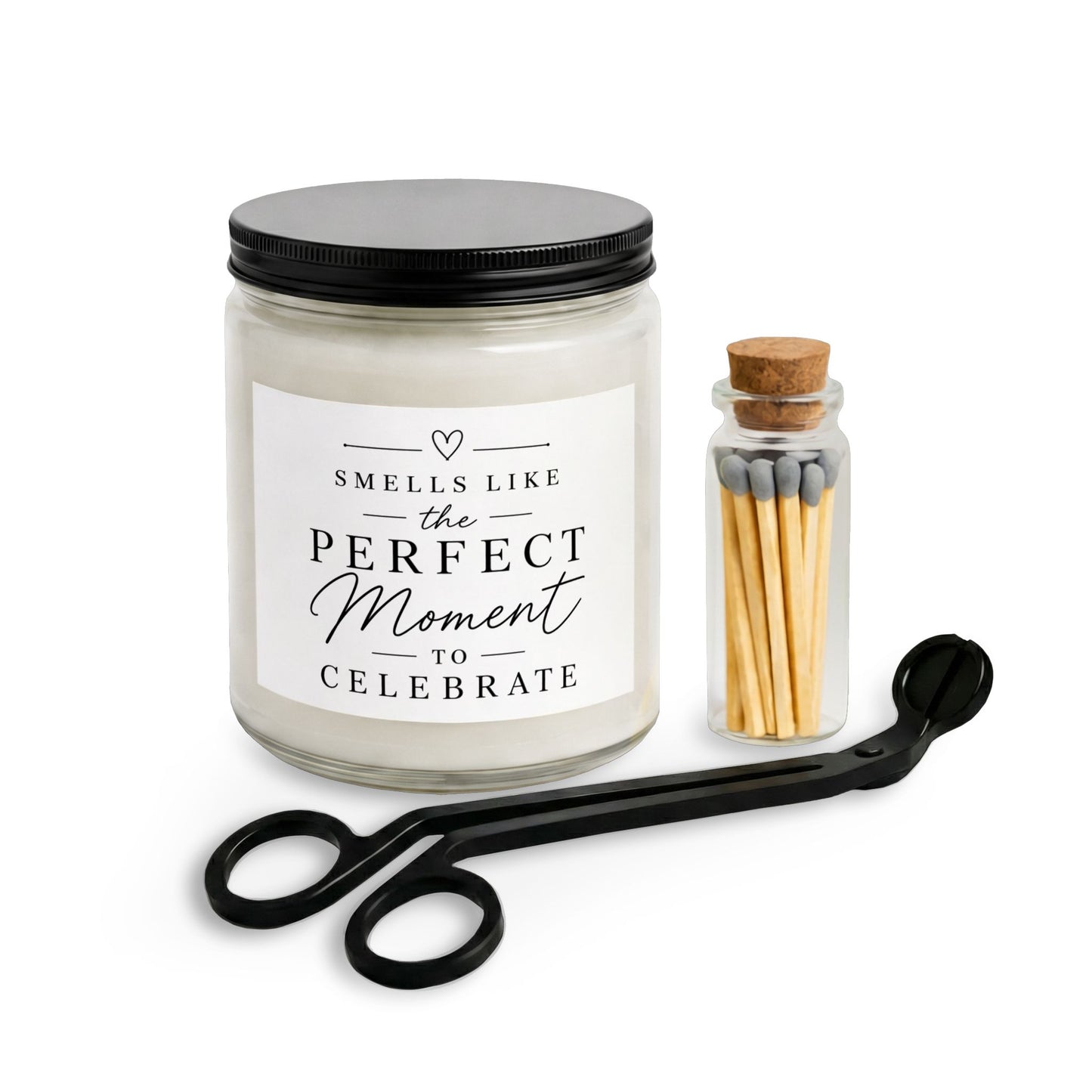 Celebration Soy Candle Set with Matches & Wick Trimmer — "Smells Like the Perfect Moment to Celebrate"