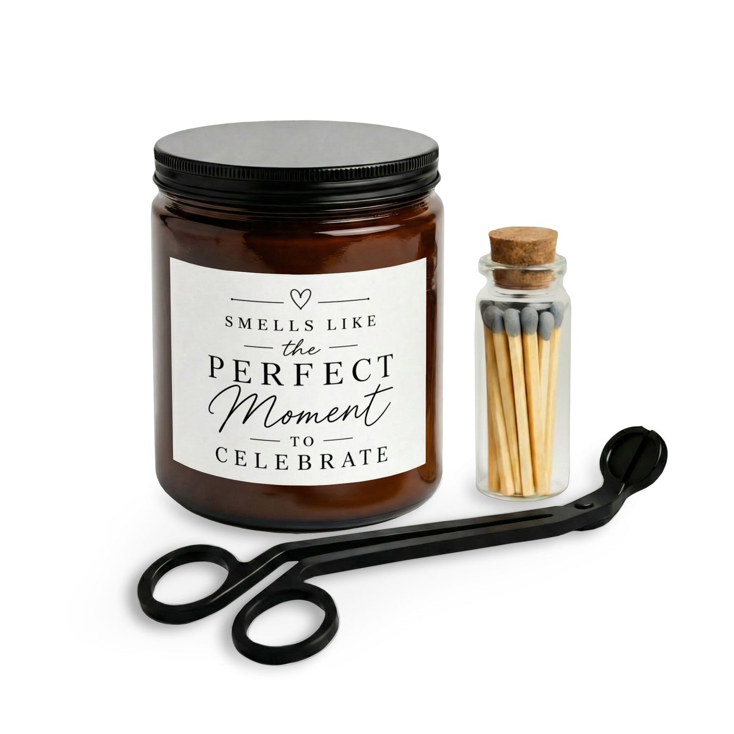 Celebration Soy Candle Set with Matches & Wick Trimmer — "Smells Like the Perfect Moment to Celebrate"